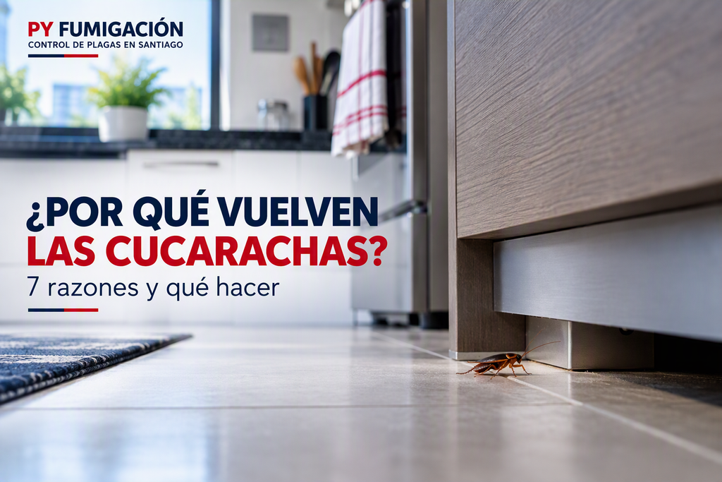 ¿Por qué vuelven las cucarachas después de fumigar? Cocina de departamento con una cucaracha después de una fumigación